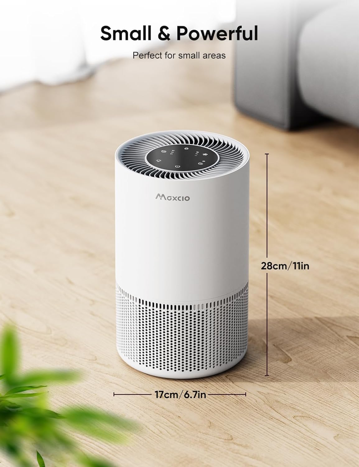 Maxcio Air Purifier for Home Bedroom, 3-in-1 Filter Air Cleaners with Fragrance Sponge for Allergies Pets Hair, Remove Dust Smoke Pollutants Odor, Sleep Mode, Night Light, Timer, 23dB Quiet, White