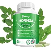 Moringa Capsules 800mg - Pure Moringa Powder Supplement, 60 Vegan Capsules | Immune, Skin &amp; Gut Health - Caffeine-Free, Non-GMO Green Antioxidant Superfood