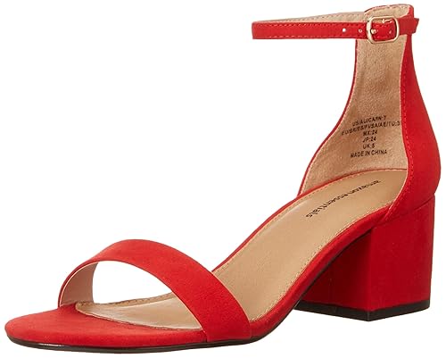 Amazon Essentials Women's Two Strap Heeled Sandal, Bright Poppy Red, 11.5 Wide