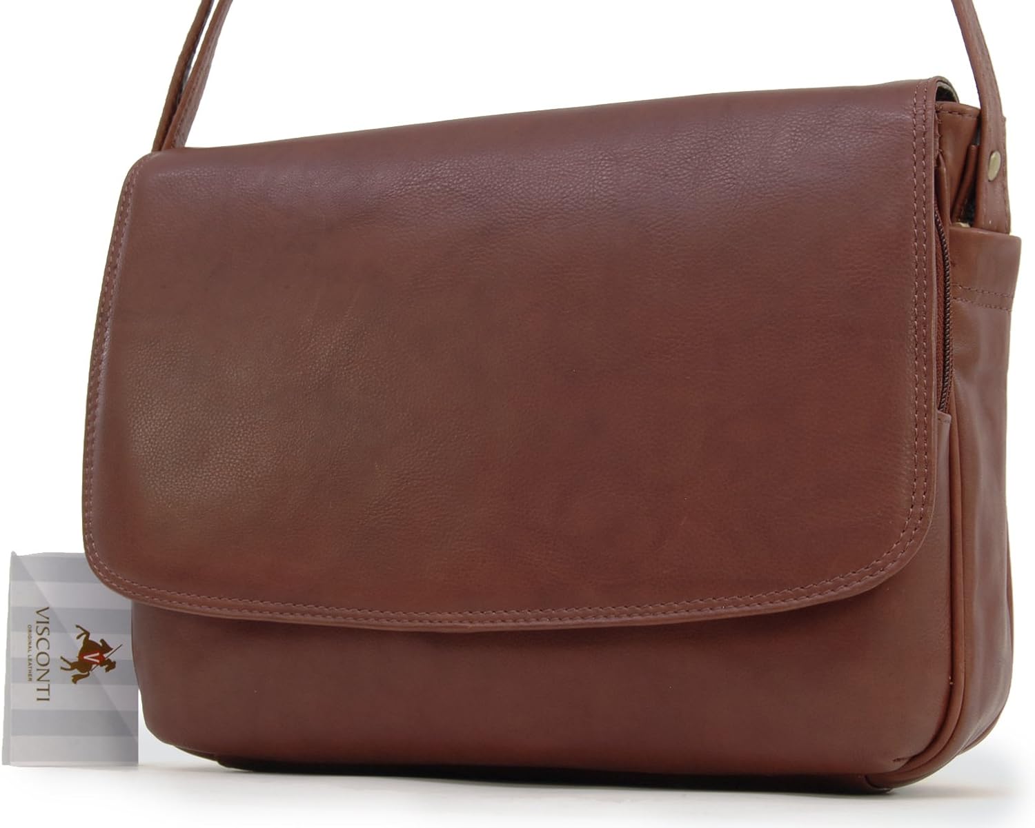 VISCONTI, Women's Leather Crossbody Bag, Medium Organiser Handbag, Multiple Pockets, Adjustable Shoulder Strap, 03190 Claudia - Image 5