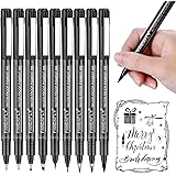 PANDAFLY Hand Lettering Pens, Calligraphy Brush Pen, 9 Size Art Markers Set for Beginners, Writing, Sketching, Art Drawings, 