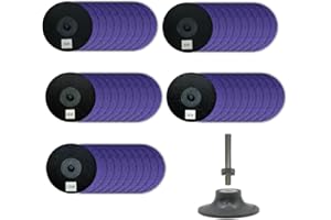 WA 51PACK - 3" Purple Zirconia Sanding Disc, Roll Lock Quick Change, with 1/4" Shank Pad Holder for Roll Lock Die Grinder, Ty