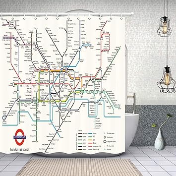Home New York Subway Map Background Waterproof Shower Curtain Bath