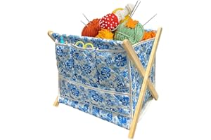 Gkesgm Yarn Storage Organizer for Yarn Skeins，Large Crochet Yarn Holder Case for Carrying Projects, Knitting Needles, Crochet Hooks and Other Accessories