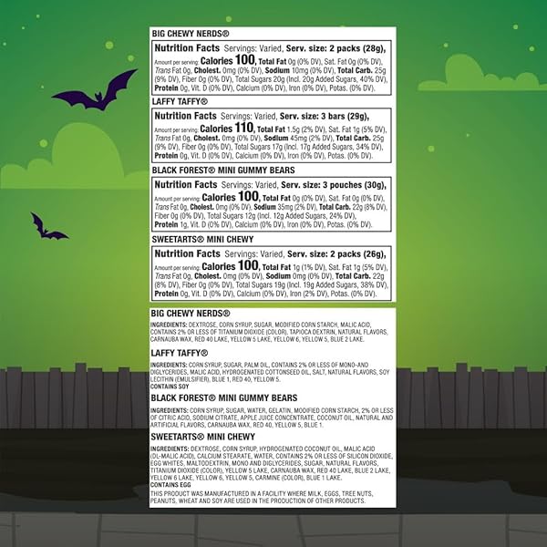 SWEETARTS ASSORTED TRICK OR TREAT CANDY, DRACULA DELIGHT MIX, 115CT BAG