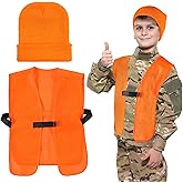 Tarpop Kids Blaze Orange Hunting Vest and Knit Cap Set Includes Classic Vest and Cap 6-13 Years Hunting and Winter Knit Kids Hat Orange Beanie for Youth Boys Girls Outdoor Hiking