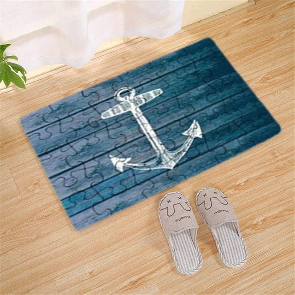 KFEKDT Nordic Outdoor Door Mat 3D Anchor Rugs Bathroom Mats Doormat Indoor Entrance Floor Mat Flannel Anti Slip Kitchen Carpet Rug No-2 40x60cm