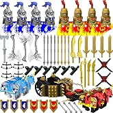 Nicolababe Weapon Pack for Minifigures Accessories Kit Knight Weapons Set Include Horse Carriage Barding Armor Helmet Shield for Ages 5+ Compatible with All Major Brands (Medieval Weapon)