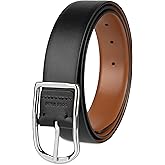Cole Haan Men’s 2-in-1 Reversible Leather Belt – Casual Design with Center Bar Buckle