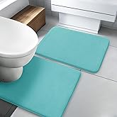 YIHOUSE Bathroom Rug Sets 2 Piece, Memory Foam Bath Mat, Non Slip Super Absorbent Soft Bathroom Mats, Machine Washable Bathroom Floor Mats Sets for Sink,Tub, Shower and Toilet,Teal