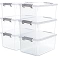 Citylife 6 Packs 17 QT Plastic Storage Bins with Lids Large Stackable Storage Containers for Organizing Clear Storage Box for Garage, Closet, Kitchen