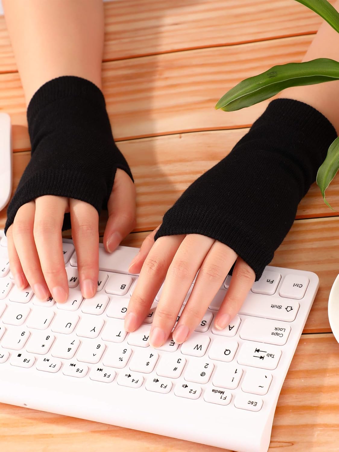 Blulu Fingerless Warm Gloves with Thumb Hole Cozy Half Fingerless Driving Gloves Knit Mittens for Men, Women at  Women’s Clothing store