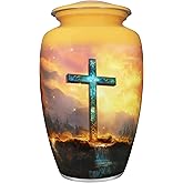 NANIURN Urn for Ashes Adult Male & Female, Cremation Urns for Human Ashes Adult Man & Women, Soulful Religion Cross, Burial, Funeral Decorative Urn, Golden Galaxy, Crosses Urns - Large Full Size