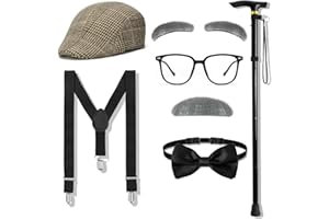 Patemby Old Man Costume for Kids, 100 Day of School Old Man Costume Toddler Dress Up for Boys Grandpa Costume Accessories Set