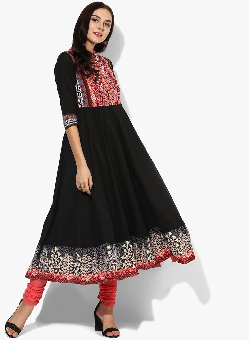 rain and rainbow women's anarkali cotton salwar suit (pack of 3)