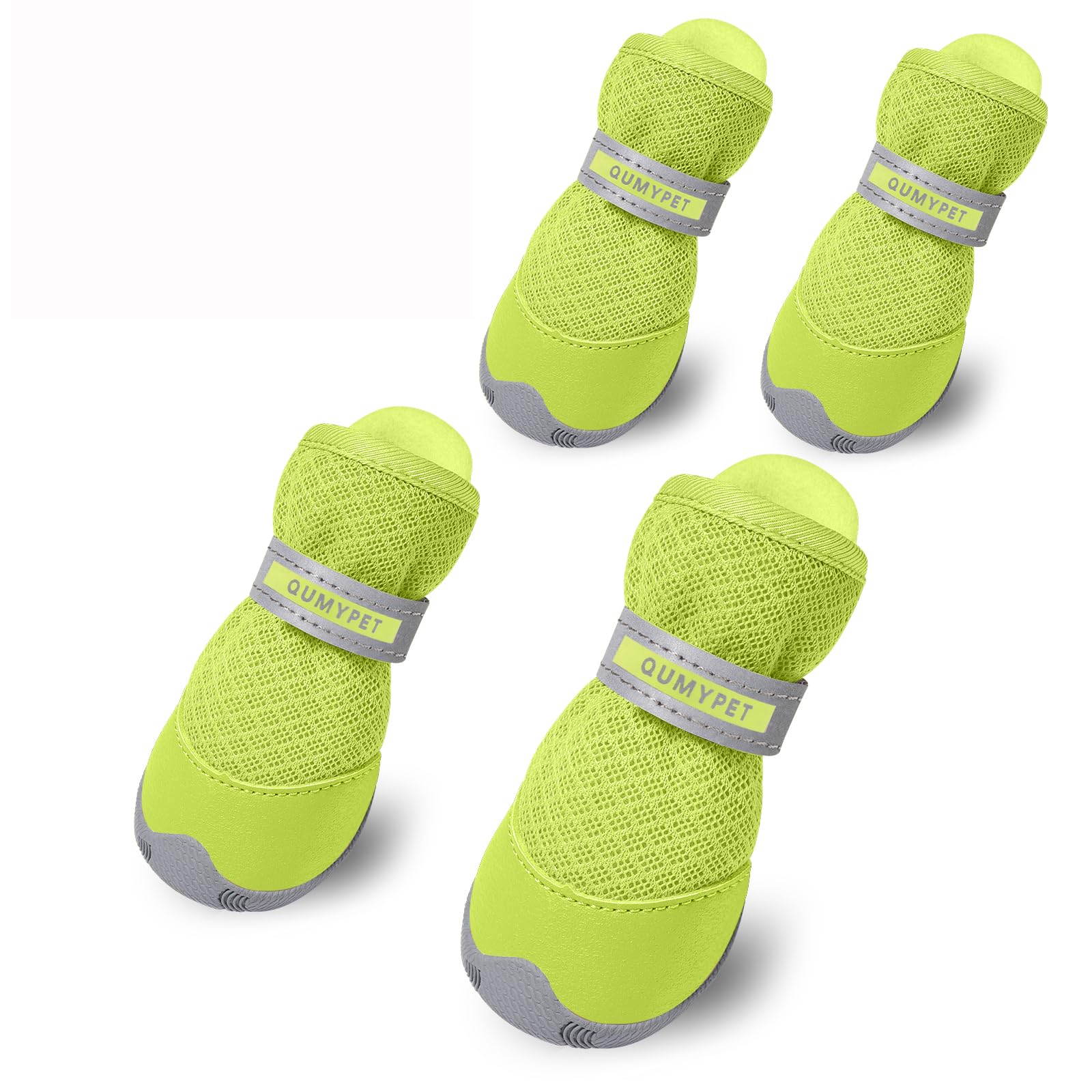 Photo 1 of QUMY 4PCS Dog Shoes for Small Dogs, Hot Pavement Summer Puppy Dog Boots & Paw Protectors with Soft Anti-Slip Rubber Sole, Mesh Breathable Dog Booties for Hardfloors, Walking Running