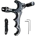 xxiaojun Compound Bow Aid Releaser and D Loop Rope，Adjustable Can Rotate 360° Thumb Release Bow Aluminum Alloy Aids，Archery Release Aids