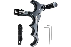 xxiaojun Compound Bow Aid Releaser and D Loop Rope，Adjustable Can Rotate 360° Thumb Release Bow Aluminum Alloy Aids，Archery Release Aids