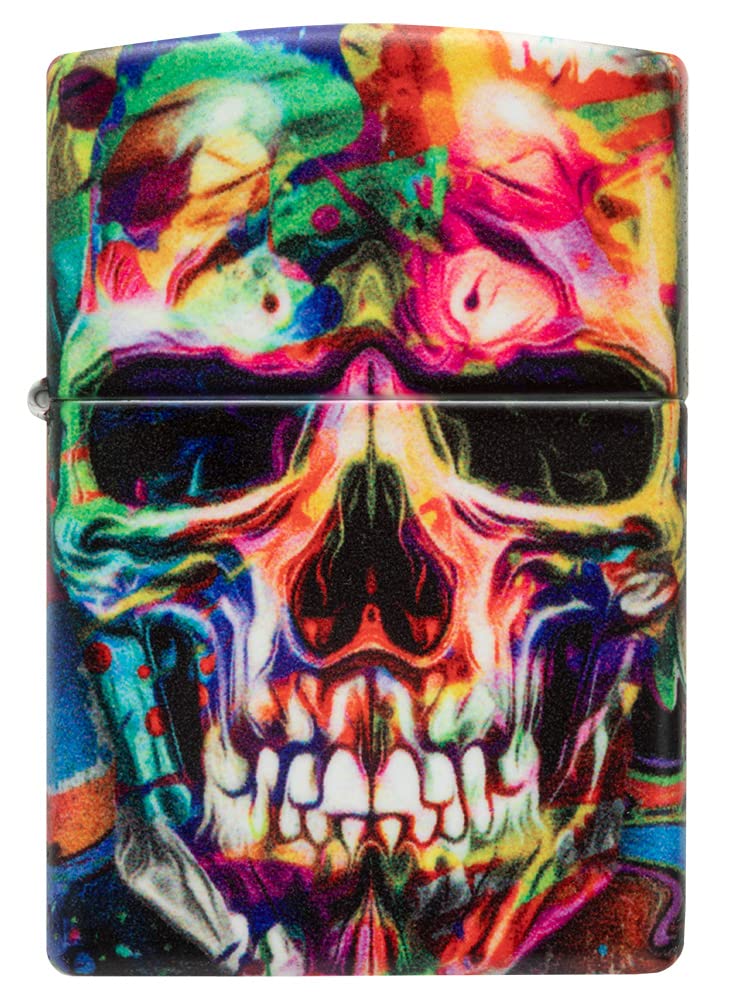 Zippo Windproof Lighter - Abstract Skull - 540 Colour Print on White Matte Finish - Refillable - Reusable - Windproof Design - Gift Box - Made in USA