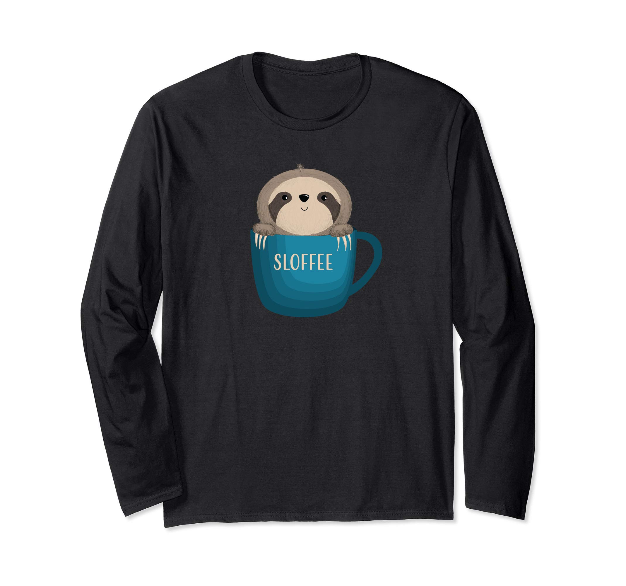 Funny Sloth with Coffee Mug - Sloffee Long Sleeve T-Shirt