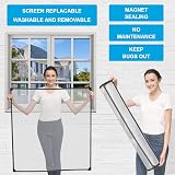 NeatiEase Adjustable Magnetic Window Screen 100x130 cm Grey Frame White Net view 4