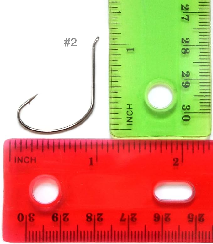 100pcs Size 2 Fishing 2X Strong Kahle Hook Nickel Wide