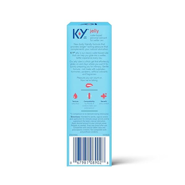 K-Y JELLY WATER BASED LUBE FOR SEX, ANAL LUBE, NON-GREASY WATER BASED PERSONAL LUBRICANT, PH FRIENDLY SEX LUBE CAN BE USED WITH SEX TOYS FOR WOMEN & MALE SEX TOYS, CONDOM FRIENDLY PERSONAL LUBE, 2 OZ