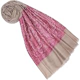LORENZO CANA Pashmina In Seta 100% – Sciarpa Donna Jacquard Motivo Cachemire Tono Su Tono 70x190 Cm
