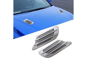 Crynod 2 PCS Car Body Decoration Shark Gills, 8.6" x 3.1" ABS Dustproof Simulation Vent Side Fender Stickers, Wheel Eyebrow Side Air Conditioning Outlet Trim Cover, Universal for Cars （Silver)