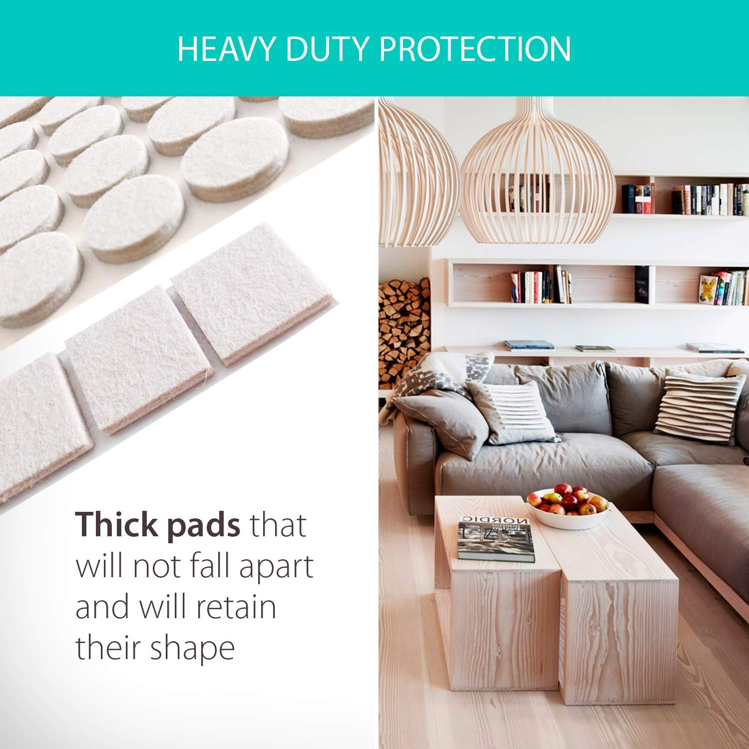 Furniture Pads to Protect Wood Floor. 3M Strong Adhesive Furniture Felt Pads for Furniture Feet. 137 Set of Felt Furniture Pads for Chair and Table Legs - Image 5