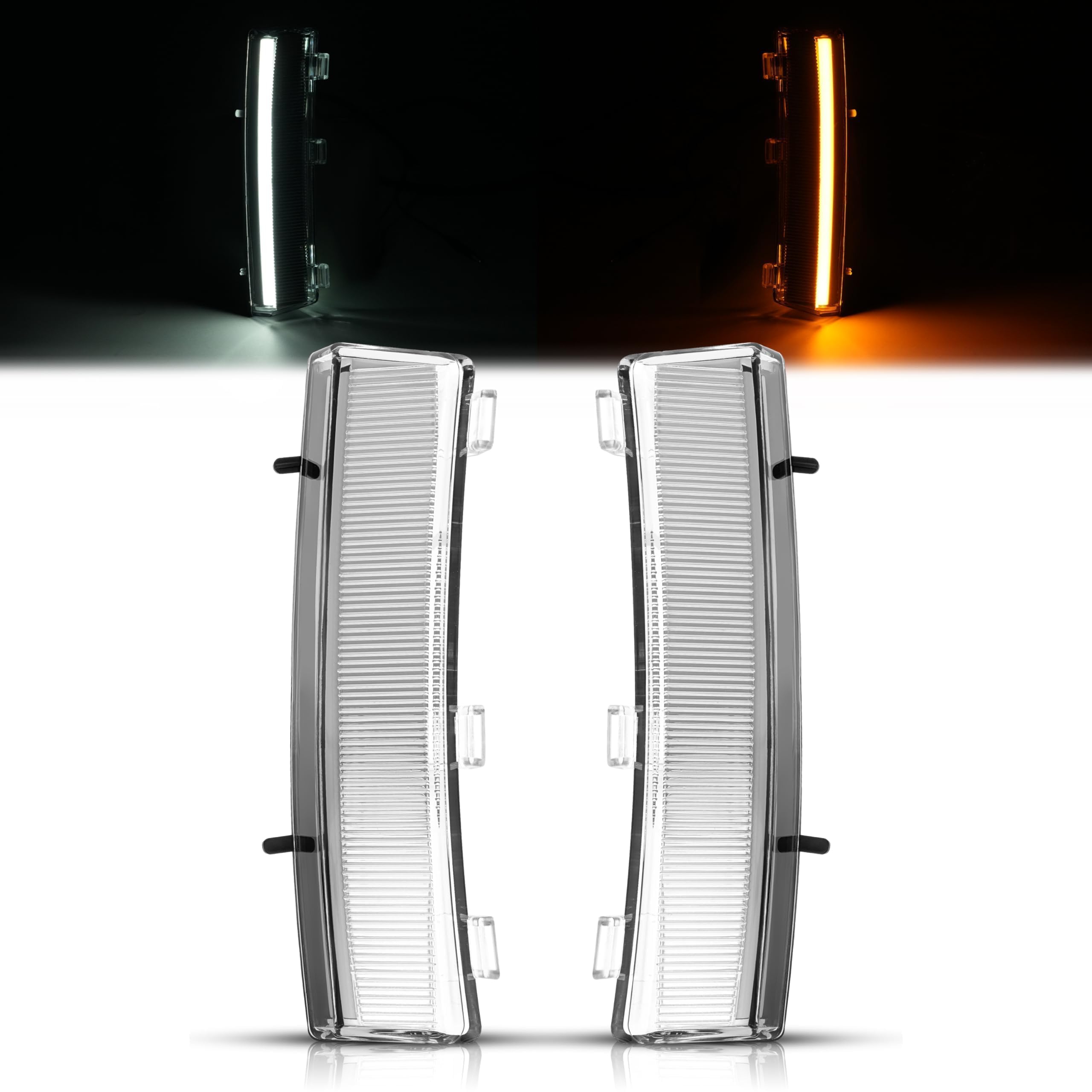 Photo 1 of HECASA Pair LED Turn Signal Light Compatible with 2006-2009 Nissan 350Z LCI Side Marker Lamps DRL Front Bumper Reflector Daytime Running Lamps Driver&Passenger Side Clear Lens Chrome Housing