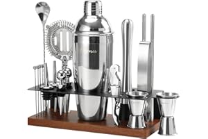 ASOVNIS 23-Piece Bartender Kit, Cocktail Shaker Set with Stand | Bar Drink Mixer Set with All Essential Bar Tools: Martini Sh