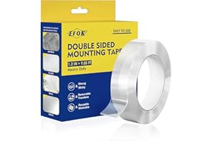 EFOK Double Sided Tape Heavy Duty, Nano Tape Mounting Tape Clear Multipurpose Strong Adhesive Tape for Home, Office, 1.2 in × 9.85 FT, 1 Pack