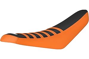 Enjoy Mfg Seat Cover - Compatible with Tuttio Soleil 01 Electric Mini Bike - #492 (Orange Sides/Black top/Orange Ribs)