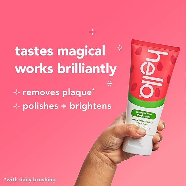 HELLO FRESH WATERMELON FLUORIDE FREE KIDS TOOTHPASTE, 4.2 OZ TUBE