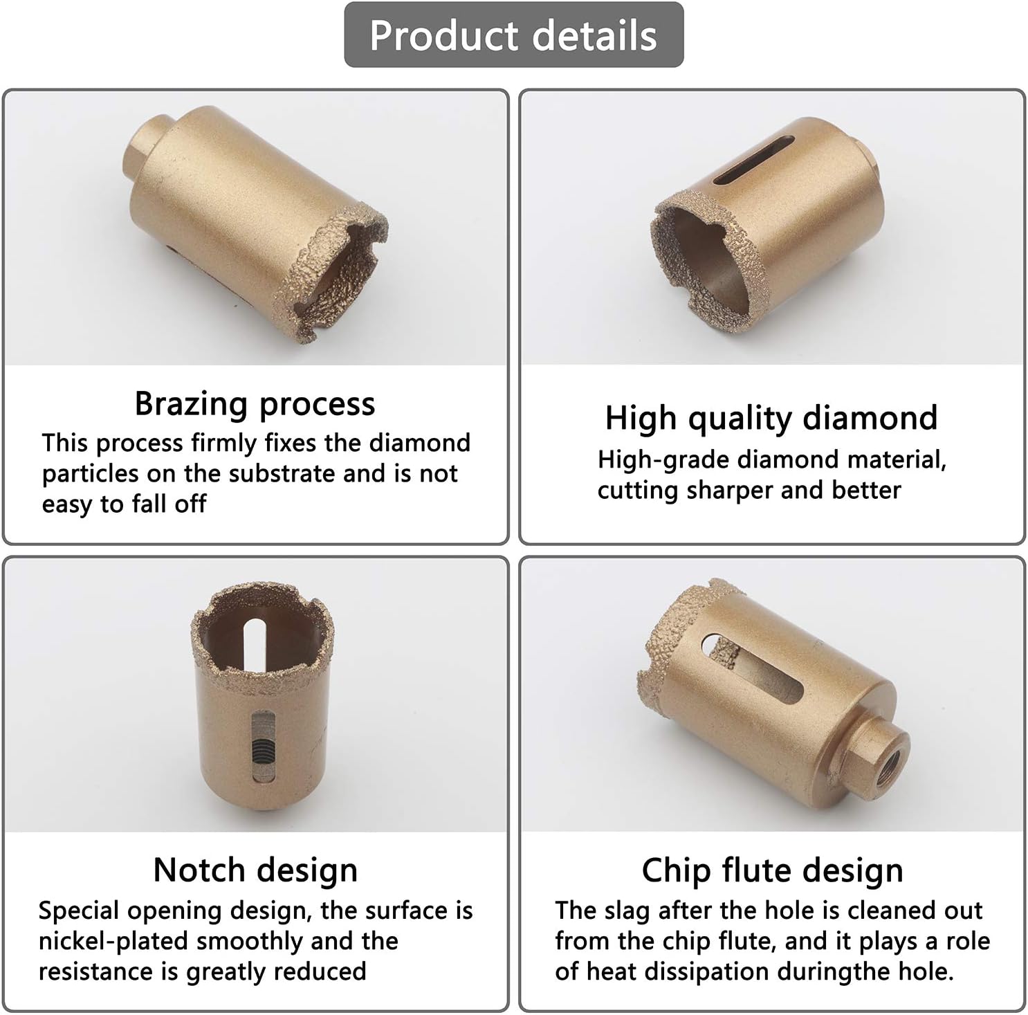 Rowiz 5PCS 20/25/30/35/40mm Hole Saws Set Brazing Hole Opener Marble Tile Glass Concrete Hole Puncher Set - Image 4