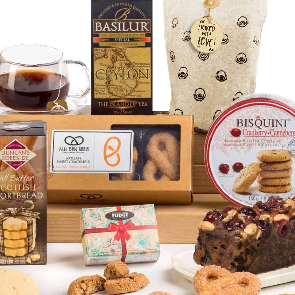 Afternoon Tea Hamper for 2, Fruit Cake Hamper with Shortbread Biscuits, Fudge, Breakfast Tea, and Cookies - Image 3