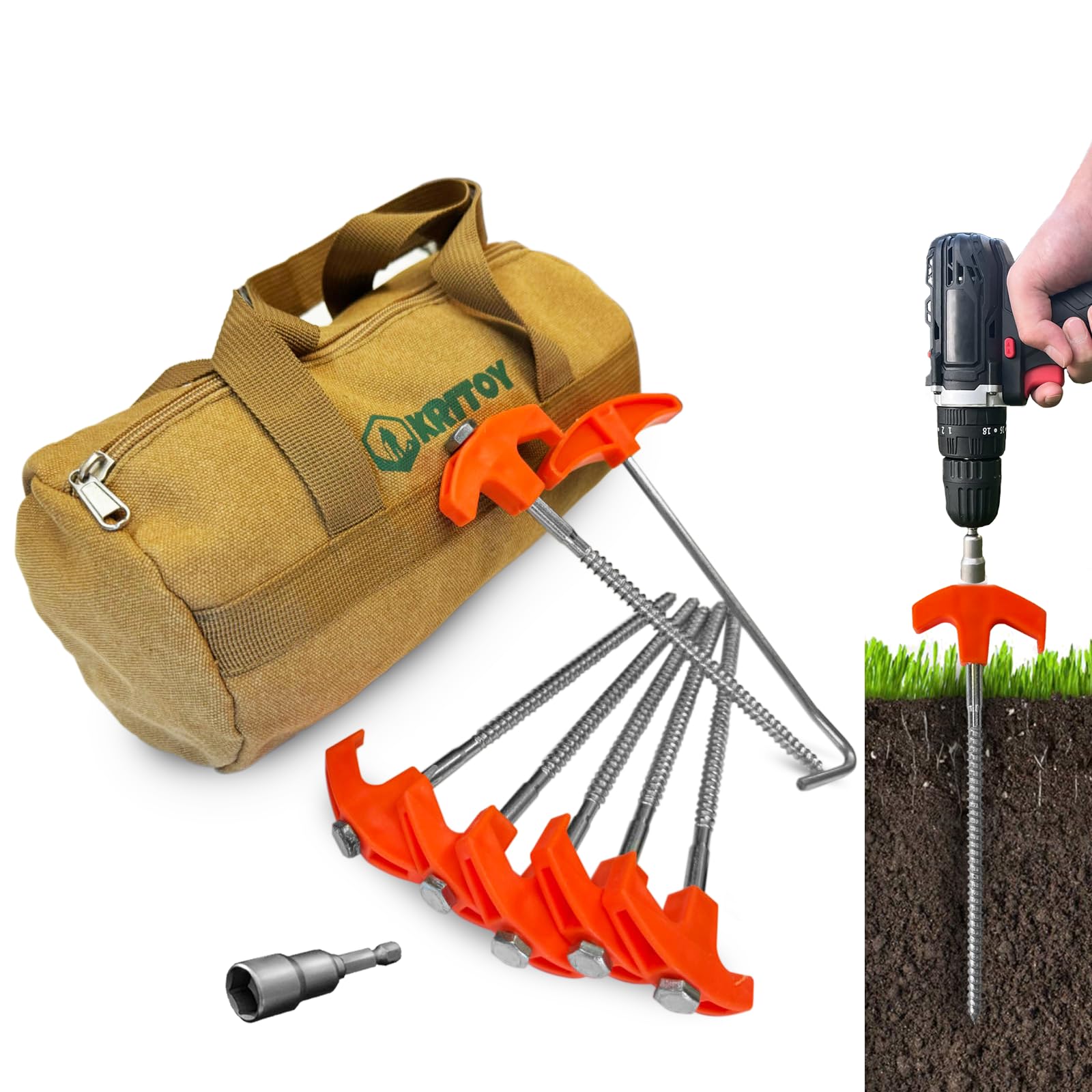 30 Pack Tent Stakes Heavy Duty 8" Screw in Tent Stakes Ground