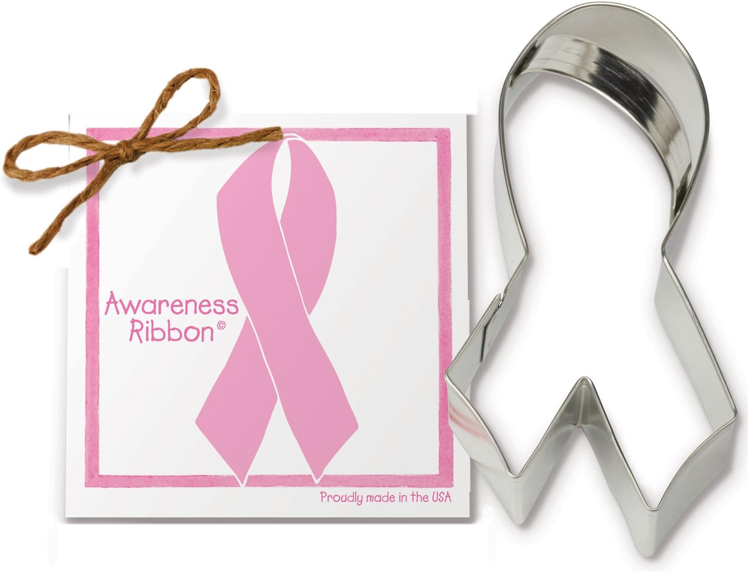 Ann Clark Cookie Cutters Pink Ribbon Cookie Cutter, 5.5" with Recipe Card