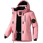 FREE SOLDIER Women's Waterproof Ski Snow Jacket Fleece Lined Warm Winter Rain Jacket with Hood Fully Taped Seams