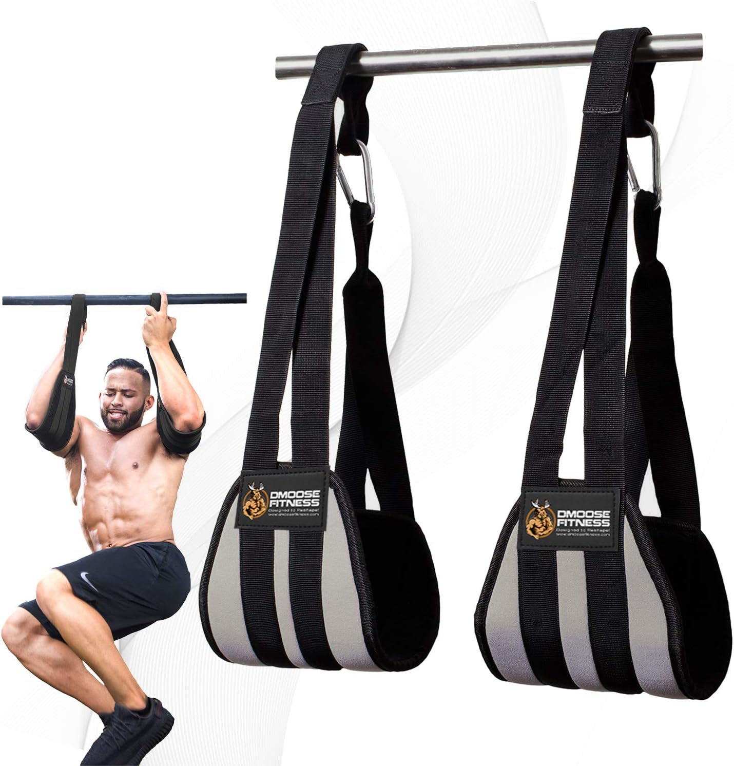 DMoose Fitness Hanging Ab Straps for Abdominal Muscle Building and Core Strength Training, Arm Support for Ab Workouts, Padded Gym Equipment for Men and Women : Sports & Outdoors