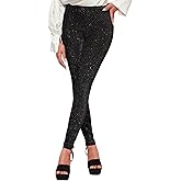 Floerns Women's High Waisted Sequin Glitter Shiny Leggings Party Concert Sparkly Going Out Pants