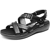 DREAM PAIRS Women's Arch Support Sandals Comfortable Open Toe Dress Flats Walking Sandals For Summer