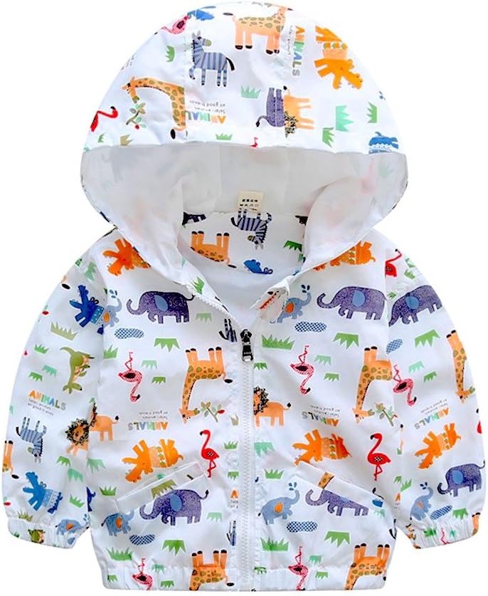 EZB Childrens Unisex Safari Animal Windbreaker Jacket