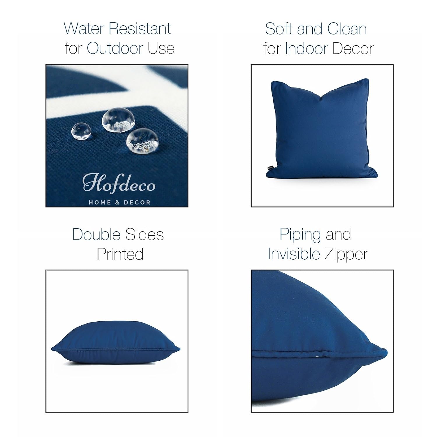 Navy Blue White Solid Stripes Water Resistant For Patio Lounge Sofa Hofdeco Indoor Outdoor Pillow Cover Only Set Of 4 18x18 Patio Furniture Accessories Patio Seating