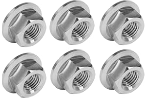 UHDFBDHF 6PCS Titanium DIN6923 M5 M6 M8 M10 M12 M14 Hex Flange Nuts (M10 Pitch 1.25mm)