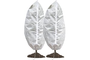 MRHEPHAESTUS 2 Packs Plant Covers Freeze Protection, 47"W X 70"H Large Frost Blankets 2.47oz/yd² with Zipper Drawstring, Reusable Frost Cloth Winter Tree Covers Shrub Jackets for Outdoor Plants Fruit Tree Potted