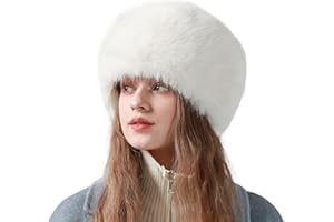 Peicees Winter Faux Fur Hat for Women Girls Russian Style Ladies UshankaWarm Fluffy Bucket Hat Fuzzy Furry
