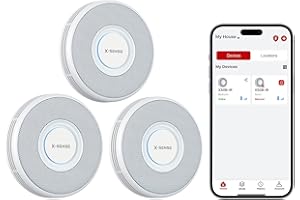 X-Sense Smart Wi-Fi Smoke Detector with Voice Alerts and 17 Locations, Fire Alarm, Fire Detector, 1.3 in (33 mm) Thick, XS0B-iR, 3 Pack