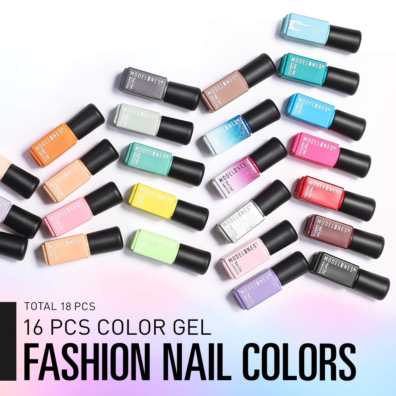 Modelones Gel Nail Polish Set,Autumn Nude Pastel Grey Red Blue Pink Gel Polish,10ml Gel Top and Base Coat,16 Colors 6ml Nail Gel Polish,Soak Off Gel Polish Kit for Starters,Home Use Manicure Kit: Beauty